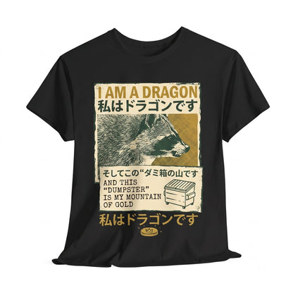 Vintage Japanese Dragon Raccoon Graphic Print Purple Cotton Casual Streetwear Unisex TShirt