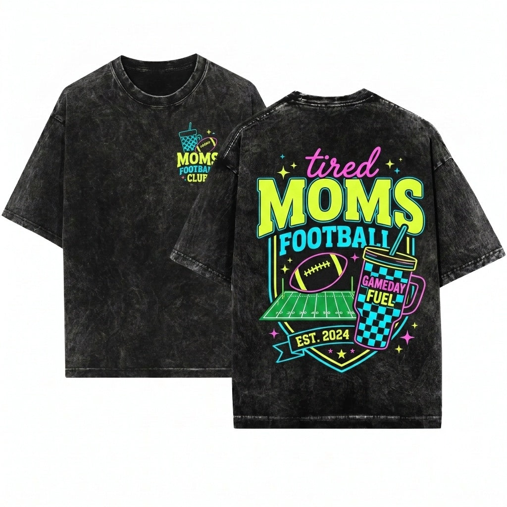 Tired Mama Football Club Hand Drawn Sports Game Day Trendy Gift Unisex Wash T-Shirt