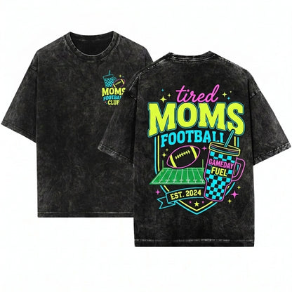 Tired Mama Football Club Hand Drawn Sports Game Day Trendy Gift Unisex Wash T-Shirt