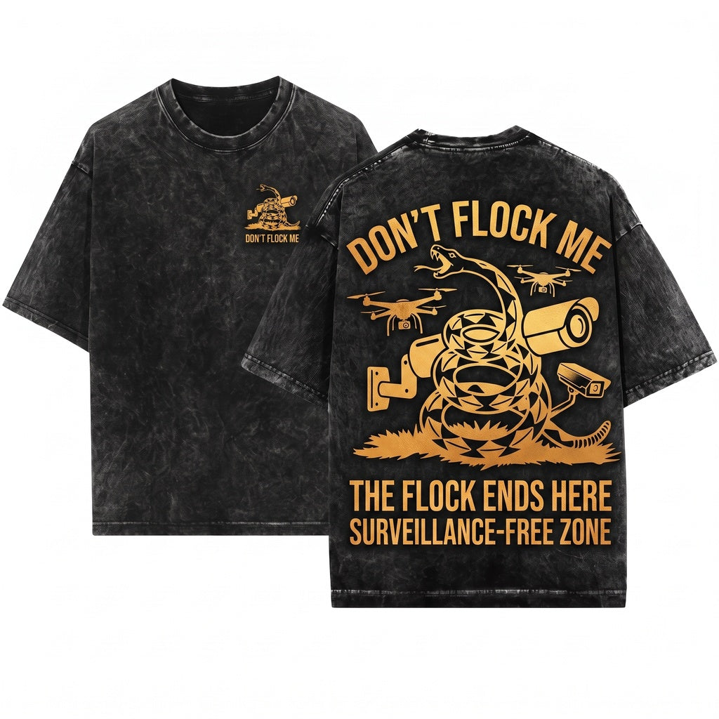 Dont Flock Me Funny Liberty Snake Privacy Graphic Unisex Wash T-Shirt