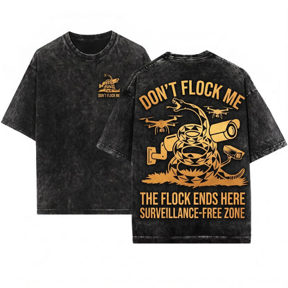 Dont Flock Me Funny Liberty Snake Privacy Graphic Unisex Wash T-Shirt