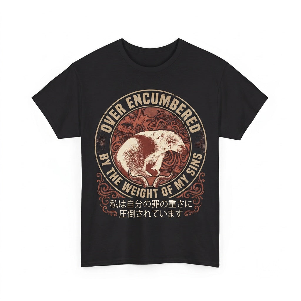 Funny Gamer Over Encumbered Graphic Anteater Animal RPG Humor Short Sleeve Cotton Apparel Unisex TShirt