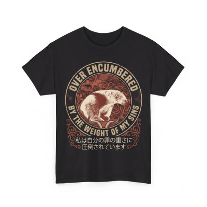 Funny Gamer Over Encumbered Graphic Anteater Animal RPG Humor Short Sleeve Cotton Apparel Unisex TShirt