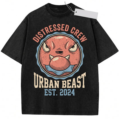Vintage Snubbull Washed Cute Pink Fairy Dog Anime Graphic Kawaii Streetwear Oversized Gift Unisex TShirt