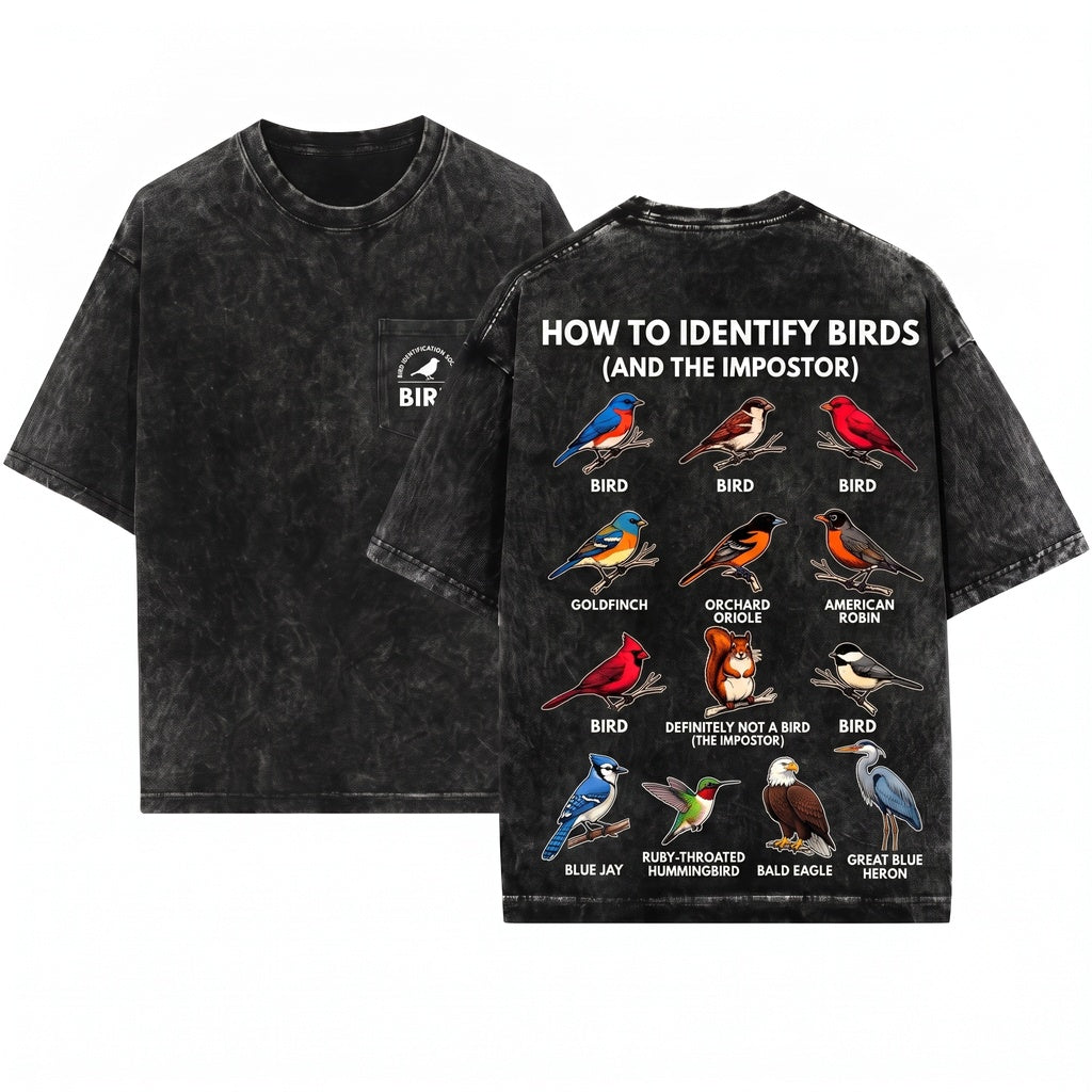 Funny Birdwatcher Graphic Nature Lover Gift How To Identify Birds Unisex Wash T-Shirt