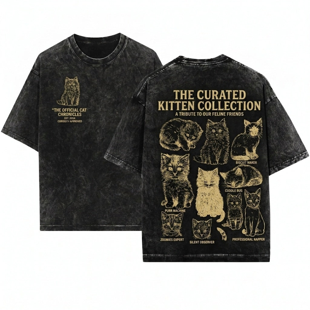 Cats 90s Vintage Tattoo Style Retro Y2K Kitten Pet Lovers Gift Cute Nature Unisex Wash T-Shirt