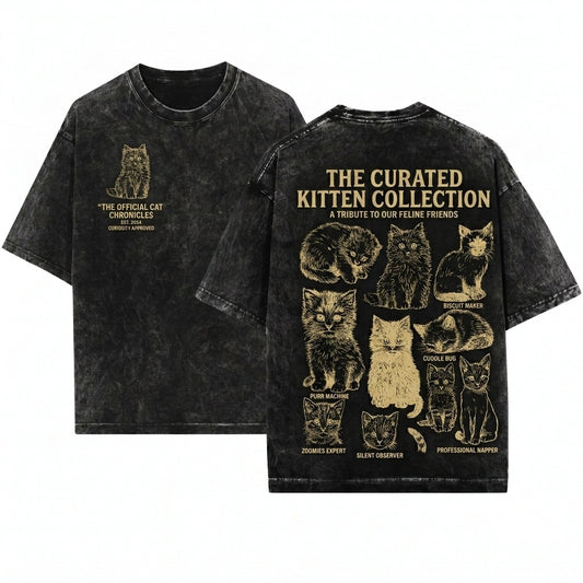 Cats 90s Vintage Tattoo Style Retro Y2K Kitten Pet Lovers Gift Cute Nature Unisex Wash T-Shirt