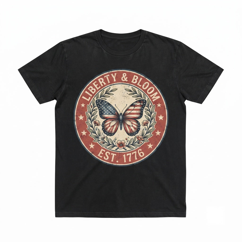 Patriotic Butterfly American Flag 4th of July Independence Day Graphic Unisex TShirt