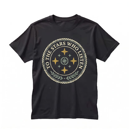 To the Stars Embroidered Bookish Gift for Readers Cozy Celestial Book Lover Cotton Unisex TShirt