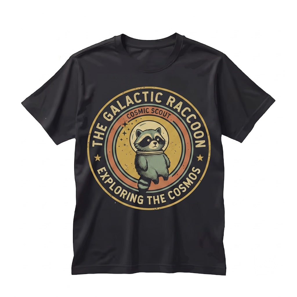 Cute Cosmic Space Raccoon Embroidered Animal Graphic Crewneck Unisex TShirt