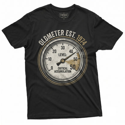 Oldometer 30th Birthday Gift Funny Speedometer Turning Thirty Gag Party Mens Womens Graphic Unisex TShirt