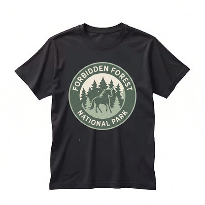 Forbidden Forest National Park Embroidered Magical Wizard School Unicorn Book Lovers Bookish Unisex TShirt