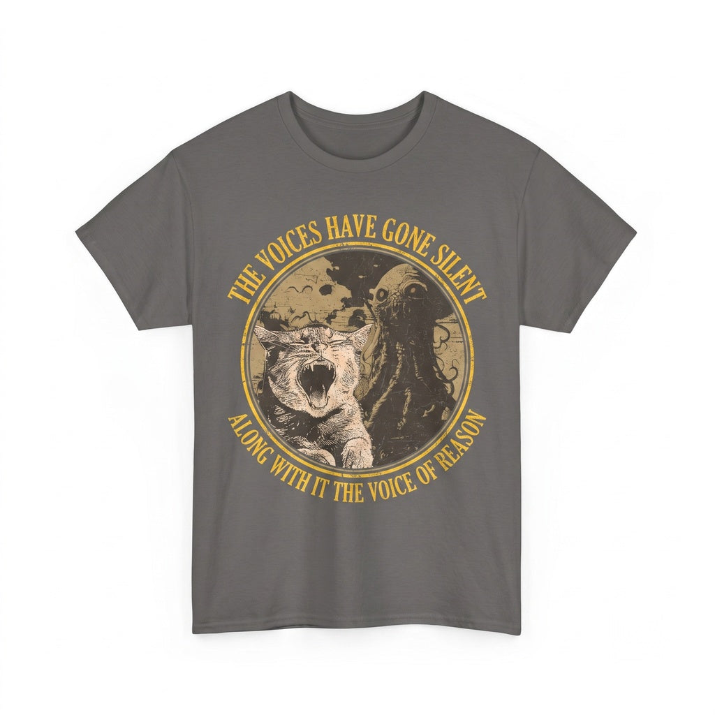 Funny The Voices Have Gone Silent Vintage Japanese Graphic Cat Meme Apparel Unisex TShirt