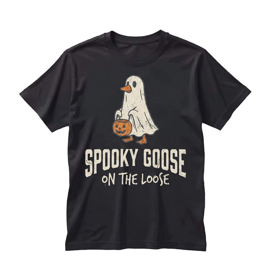 Funny Spooky Goose on the Loose Halloween Graphic Vintage Fall Season Apparel Cute Unisex TShirt