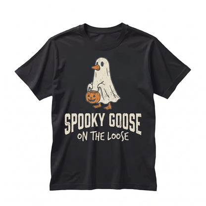 Funny Spooky Goose on the Loose Halloween Graphic Vintage Fall Season Apparel Cute Unisex TShirt