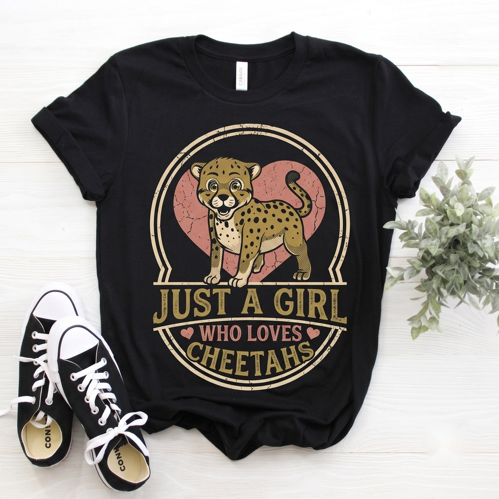 Just A Girl Who Loves Cheetahs African Savanna Safari Wildlife Zookeeper Zoologist Graphic Gift Unisex TShirt