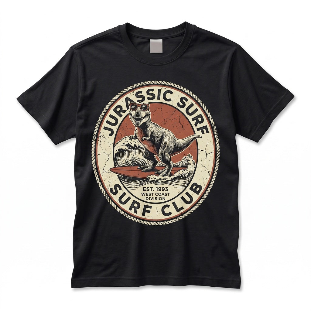 Surfing Dinosaur Beach Graphic Funny Summer Unisex TShirt