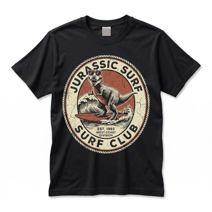 Surfing Dinosaur Beach Graphic Funny Summer Unisex TShirt