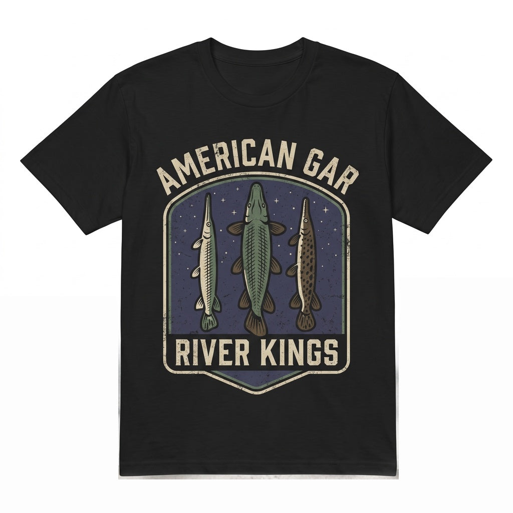 Three Alligator Gar Moon Atractosteus Spatula Galaxy Retro Fish Aquarium Hobbyist Gift Aquatic Pet Graphic Vintage Wash Unisex