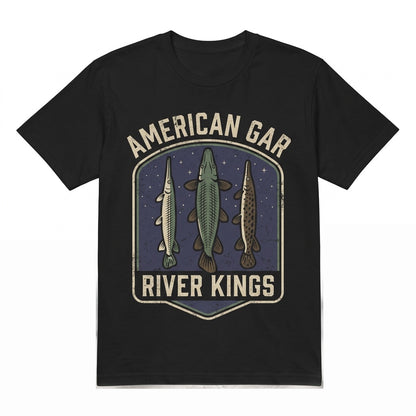 Three Alligator Gar Moon Atractosteus Spatula Galaxy Retro Fish Aquarium Hobbyist Gift Aquatic Pet Graphic Vintage Wash Unisex