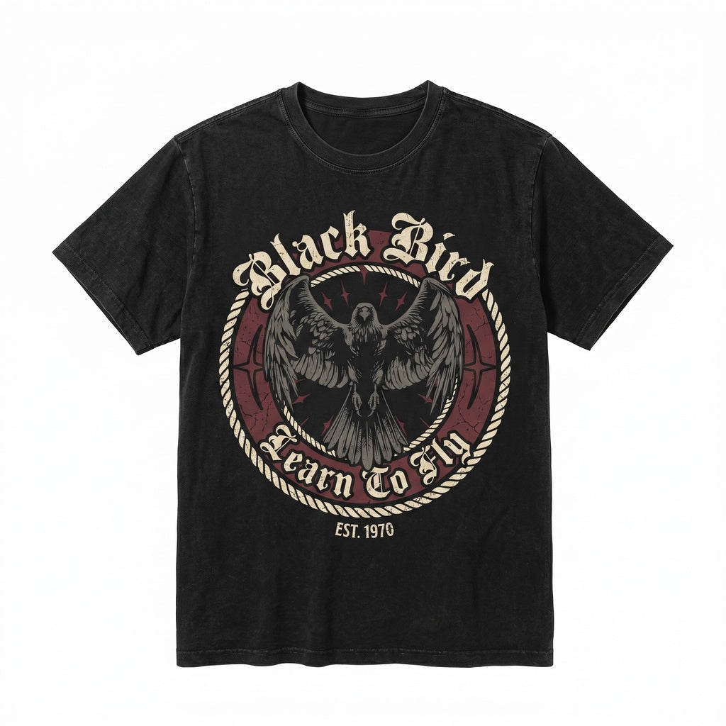 Black Bird Learn To Fly Gothic Eagle Graphic Sweatshirt Dark Academia Style Unisex TShirt
