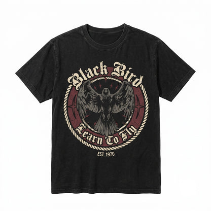 Black Bird Learn To Fly Gothic Eagle Graphic Sweatshirt Dark Academia Style Unisex TShirt