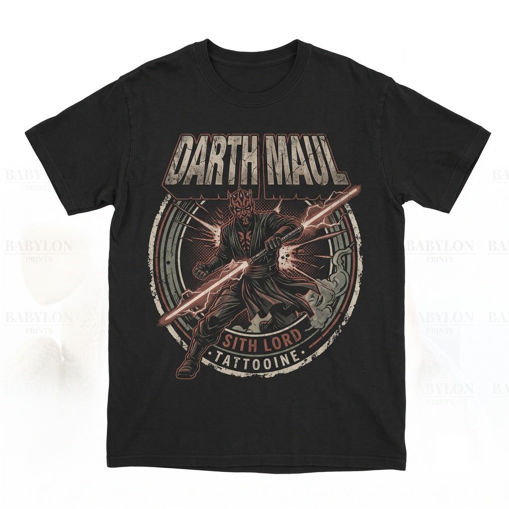 Vintage Darth Maul Shadow Lord Graphic Cotton Apparel, Phantom Menace Retro Dark Side Unisex TShirt