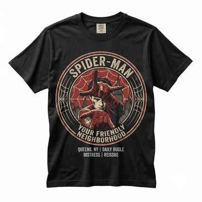 Web-Slinger Peter Parker Brand New Day Graphic Acid Wash Vintage Comic Hero Birthday Boy Gift Apparel Unisex TShirt