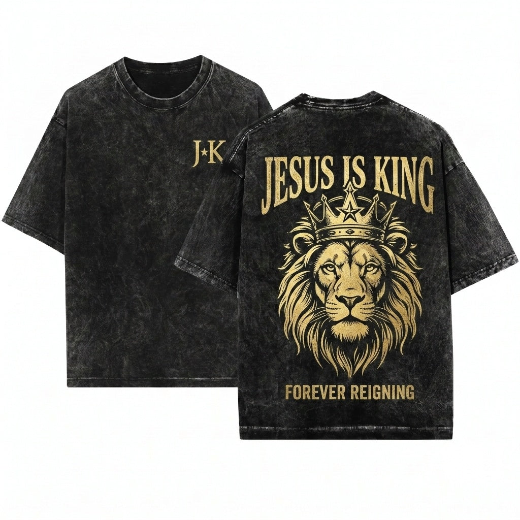 Jesus Is King Religious Gospel Christian Faith Based Apparel Unisex Wash T-Shirt