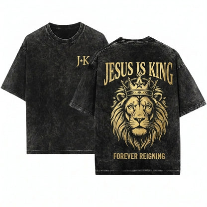 Jesus Is King Religious Gospel Christian Faith Based Apparel Unisex Wash T-Shirt