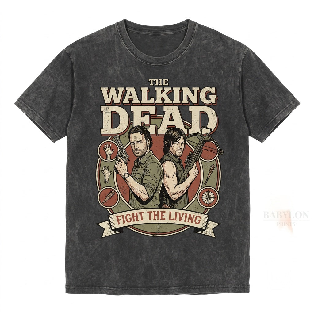 Zombie Apocalypse Survivors Daryl Dixon Negan Rick Carl Grimes Vintage Graphic Unisex TShirt