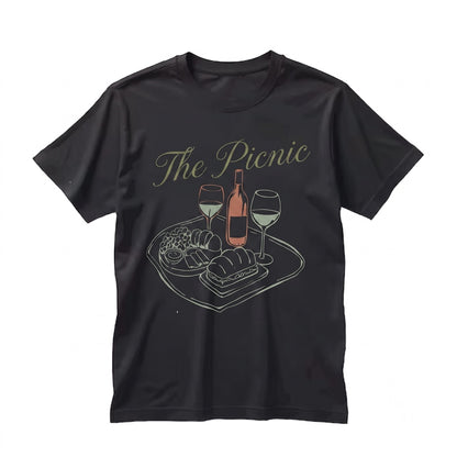 French Picnic Parisian Foodie Graphic Cotton Short Sleeve Unisex TShirt