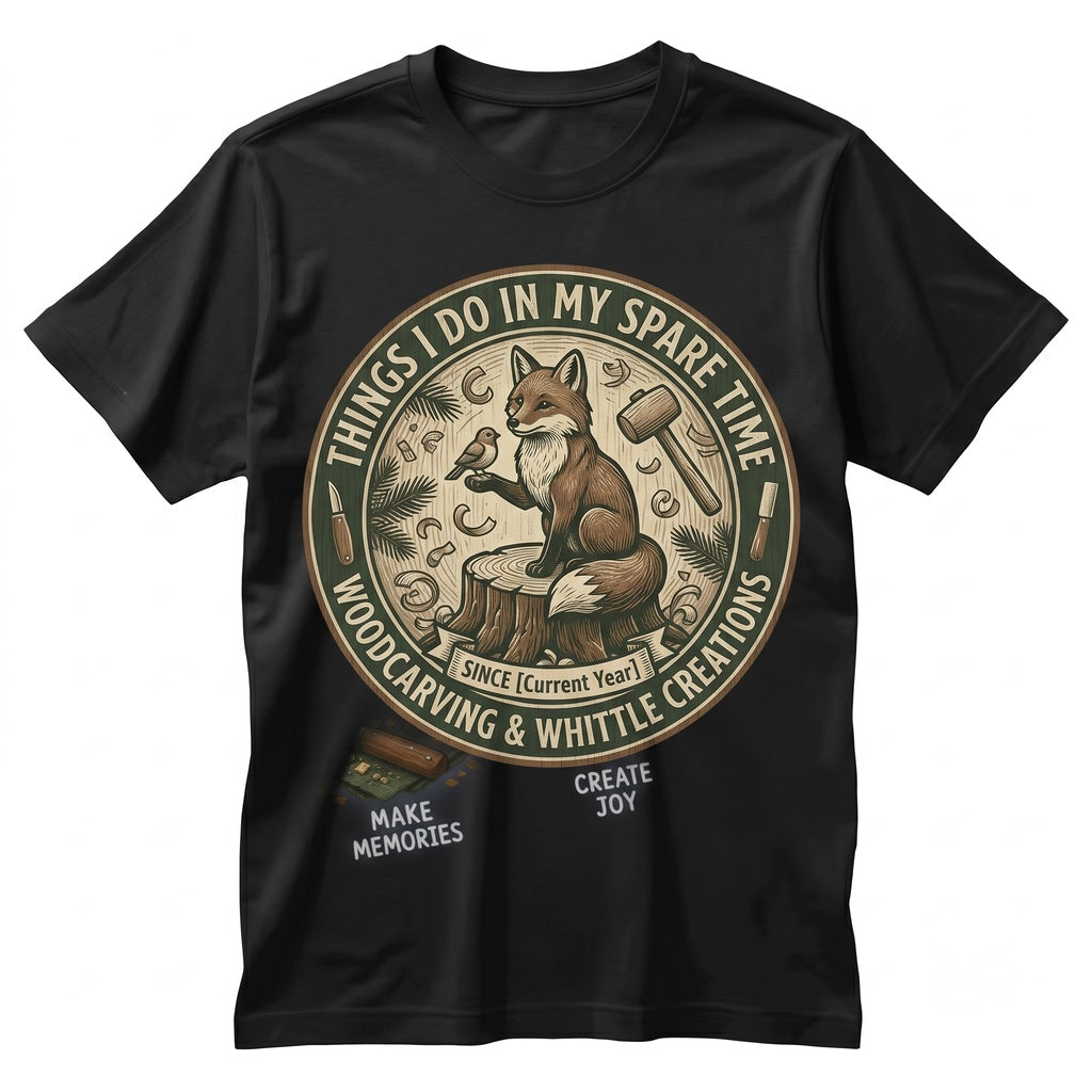 Whittling Wood Carving Graphic Forest Wildlife Animals Unisex TShirt