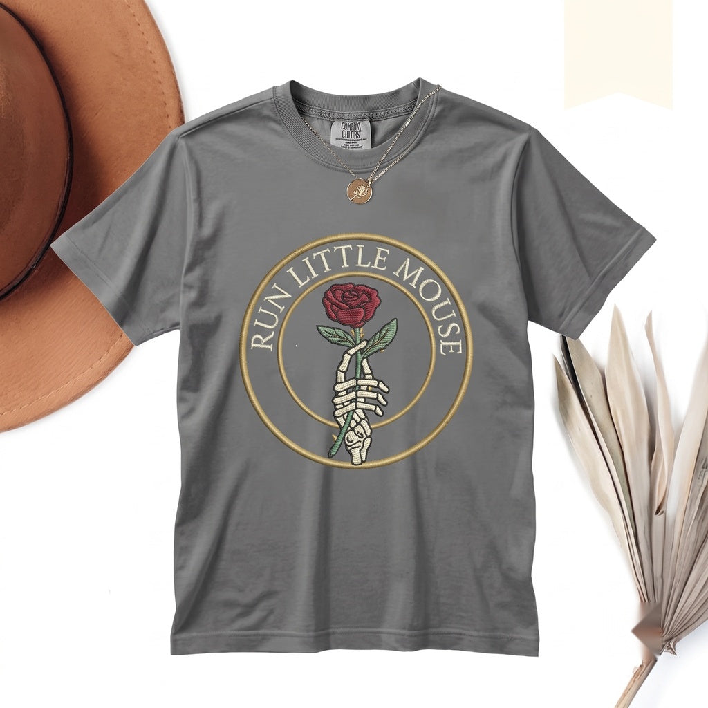 Run Little Mouse Embroidered Dark Romance Bookish Gift Unisex TShirt
