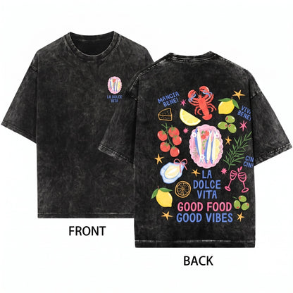 La Dolce Vita Coquette Italian Graphic Summer Vacation Top Unisex Wash T-Shirt