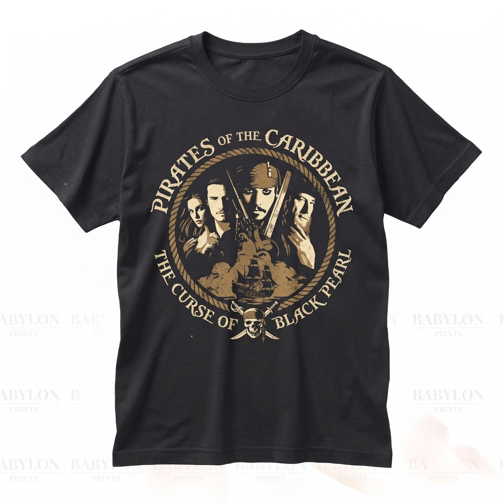 Vintage Pirates Curse Black Pearl Tee Jack Sparrow Yo Ho Life For Me Unisex TShirt
