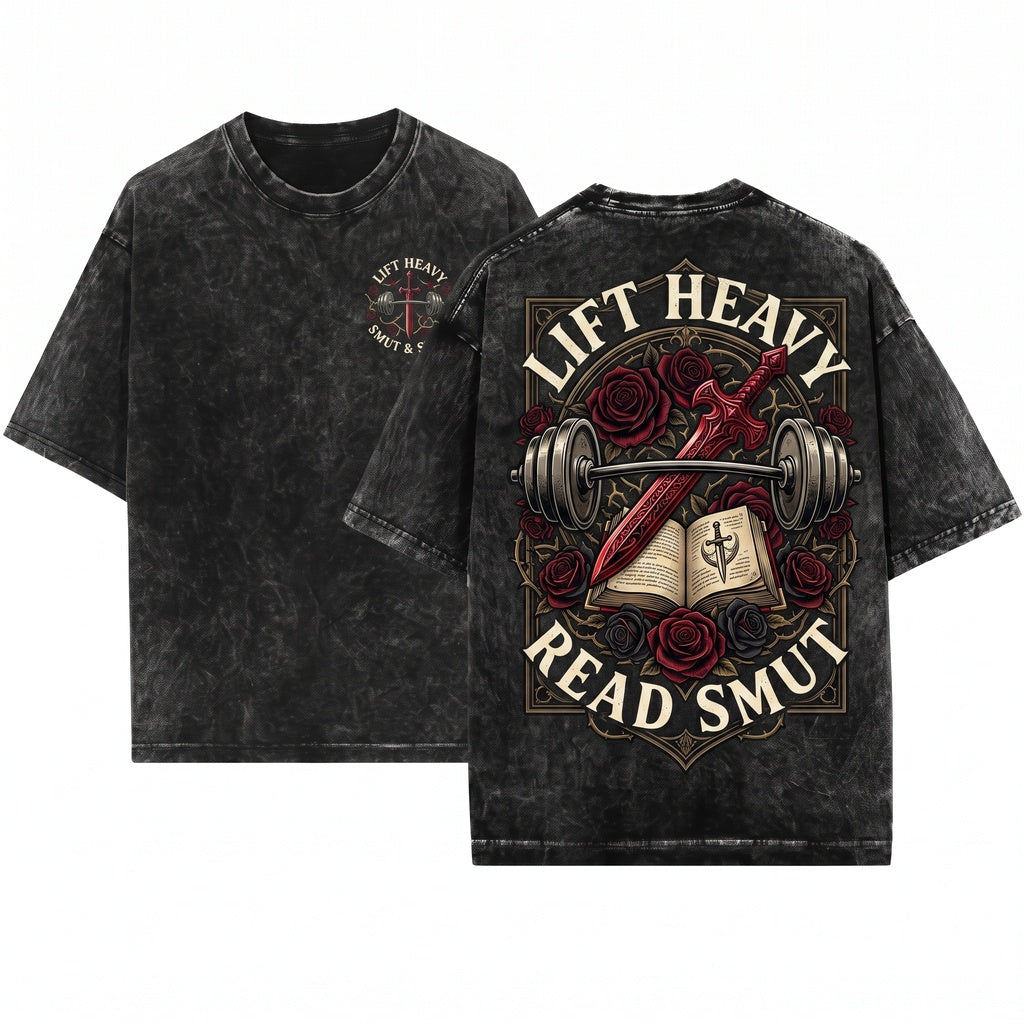 Lift Heavy Read Smut Romance Bookish Gym Workout Fitness Lover Gift For Her Unisex Wash T-Shirt