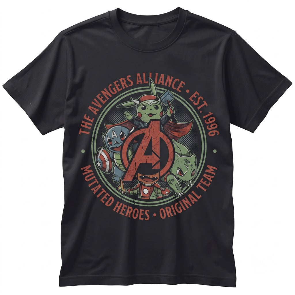 Superhero Pocket Monster Mashup Vintage Wash Graphic Retro Oversized Gamer Gift Unisex TShirt