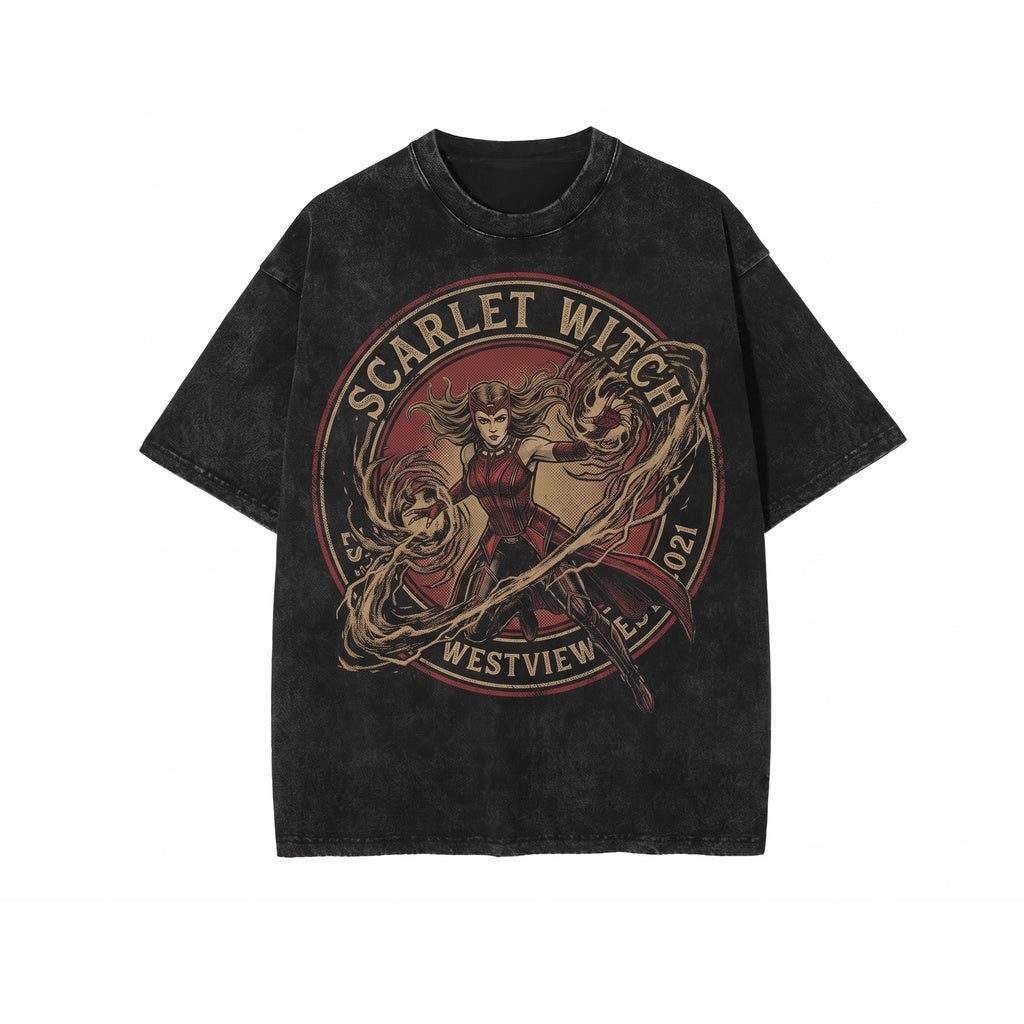 Retro Wanda Maximoff Scarlet Witch Graphic Oversized Superhero Comics Sweatshirt Unisex TShirt