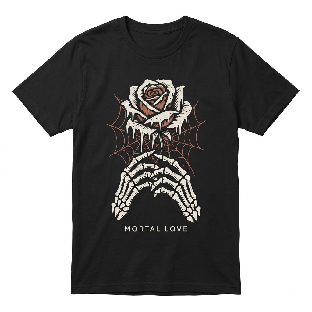 Spooky Skeleton Roses Graphic Cute Creepy Sarcastic Alt Black White Goth Unisex TShirt