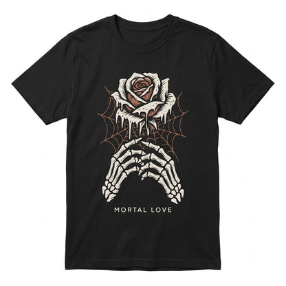 Spooky Skeleton Roses Graphic Cute Creepy Sarcastic Alt Black White Goth Unisex TShirt