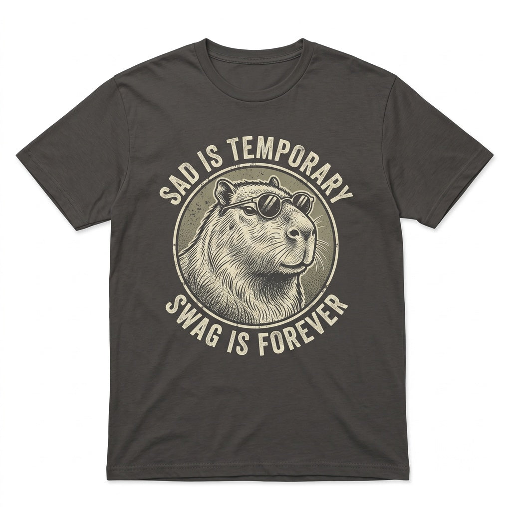Capybara Graphic Sad Is Temporary Swag Forever Funny Animal Meme Top Unisex TShirt