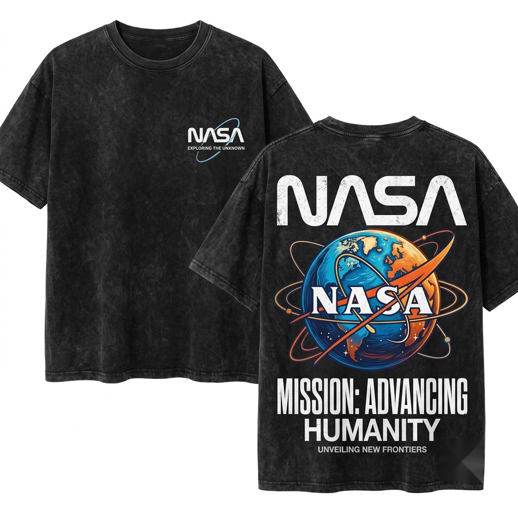 80s NASA Outer Space Graphic Astronaut Vintage Aesthetic Unisex Wash T-Shirt