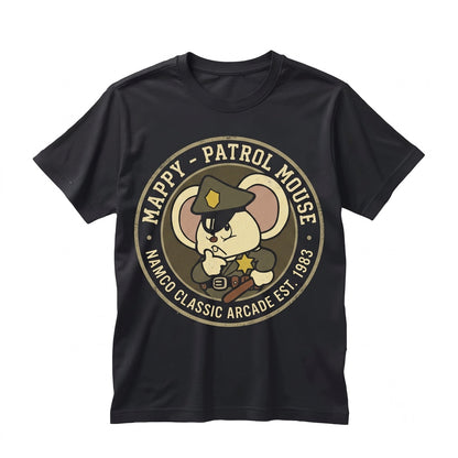 Vintage Retro 80s Arcade Video Game Mouse Police Graphic Unisex TShirt