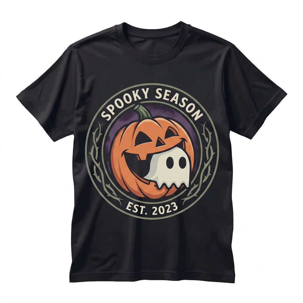 Smiling Jack-O-Lantern Ghost Halloween Sweatshirt Spooky Season Apparel Raven Trees Graphic Unisex TShirt