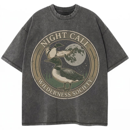 Vintage Three Common Loon Moon Retro Cosmic Water Bird Galaxy Graphic Birder Gift Space Animal Streetwear Apparel Unisex TShirt