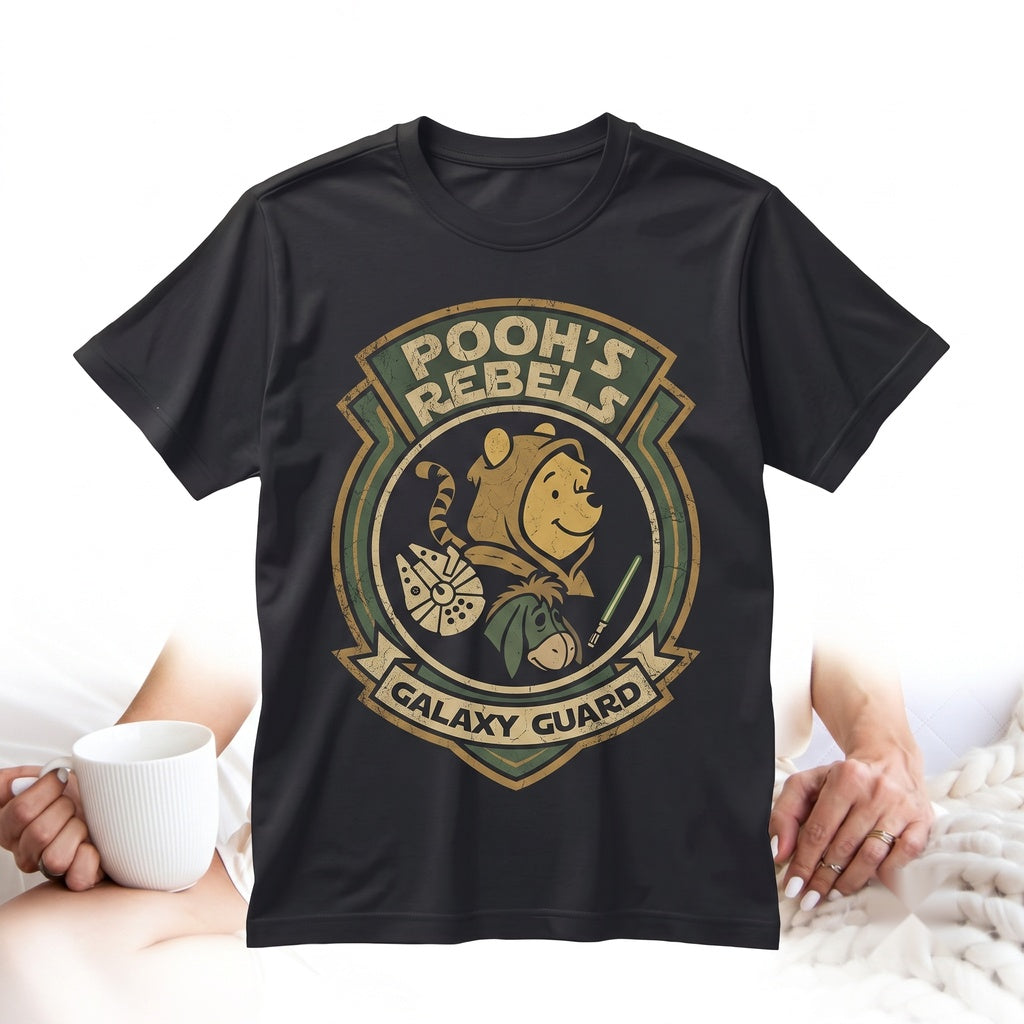Vintage Sci-Fi Honey Bear Space Parody Vacation Graphic Tee, Galaxy Edge Theme Park Trip Retro Cartoon Apparel, Unisex TShirt