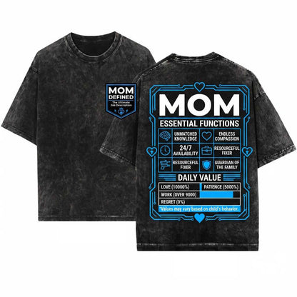 Funny Mom Nutrition Facts Cute Women Mothers Day Gift Idea Wife Birthday Present Best Mama Life New Mommy Christmas Unisex Wash