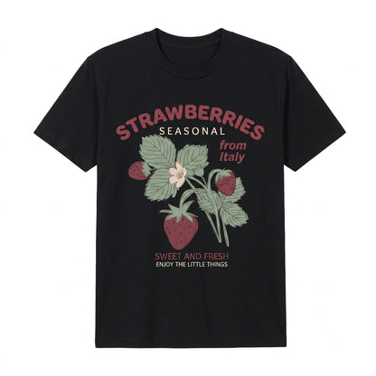 Italian Strawberry Graphic Cotton Fruit Top Vintage Unisex TShirt