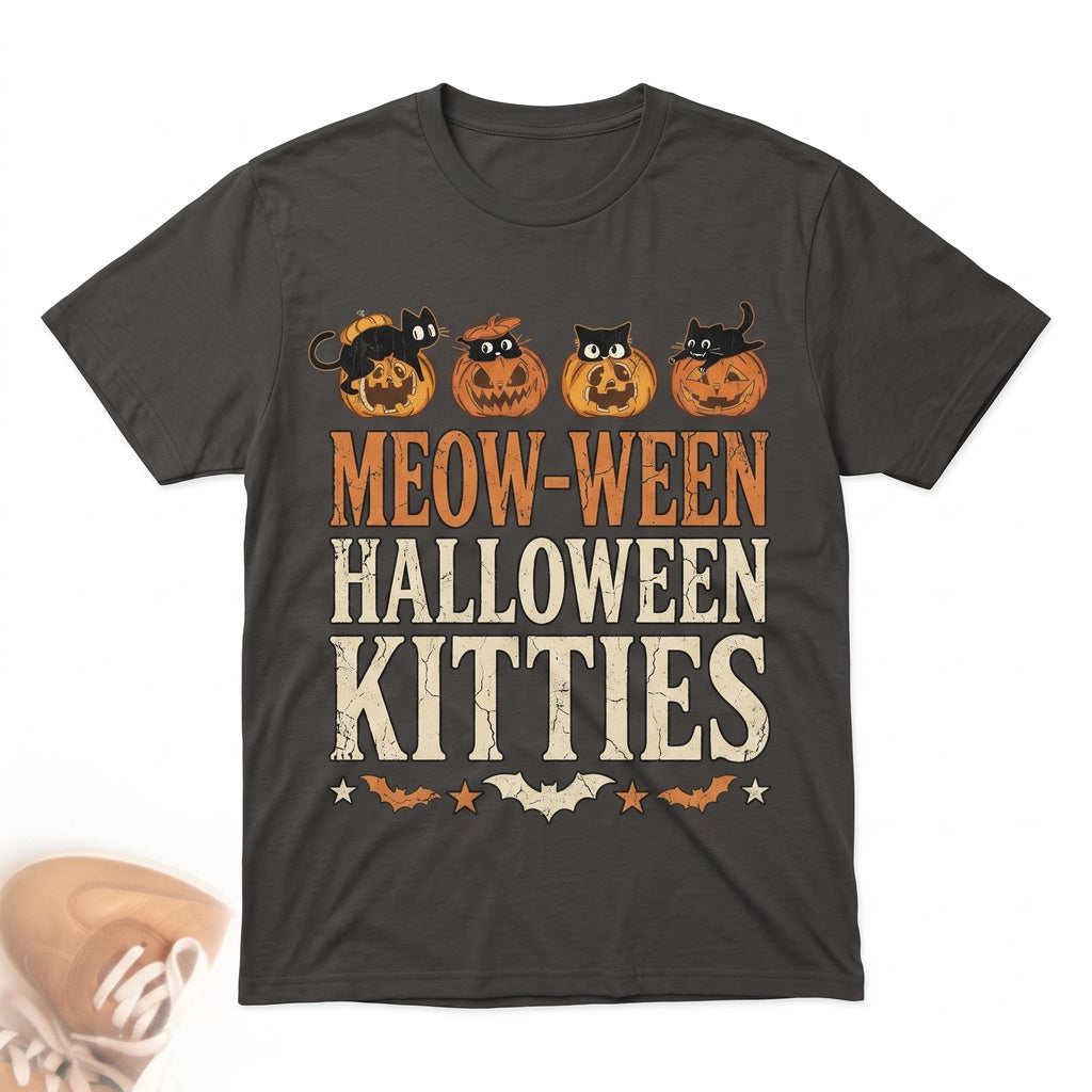 Vintage Halloween Jack-o-Lantern Pumpkin Black Cat Fall Crewneck Sweater Graphic Pullover Unisex TShirt